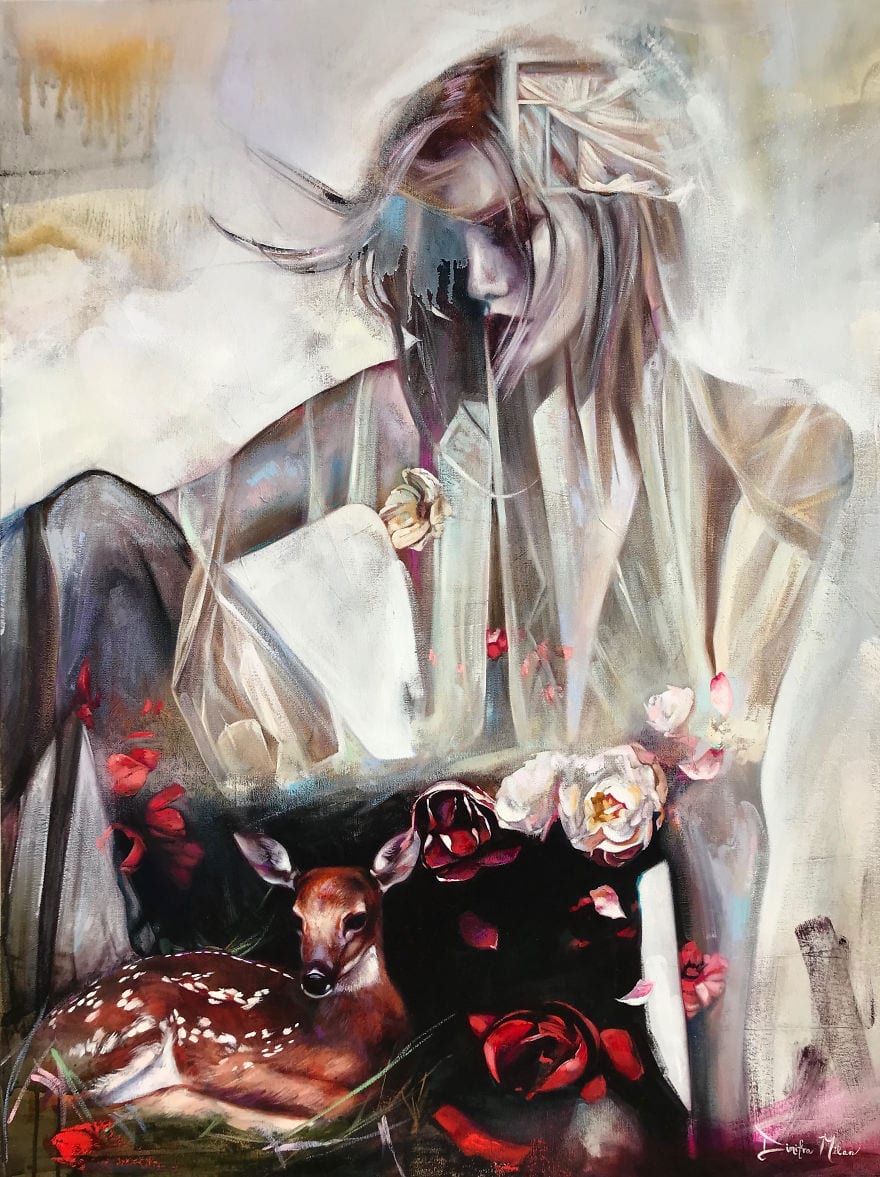 image photo art artiste artist peinture portrait painting peintre oeuvre d'art toile tableau pinceau création illustration illustrateur femme woman Dimitra Milan