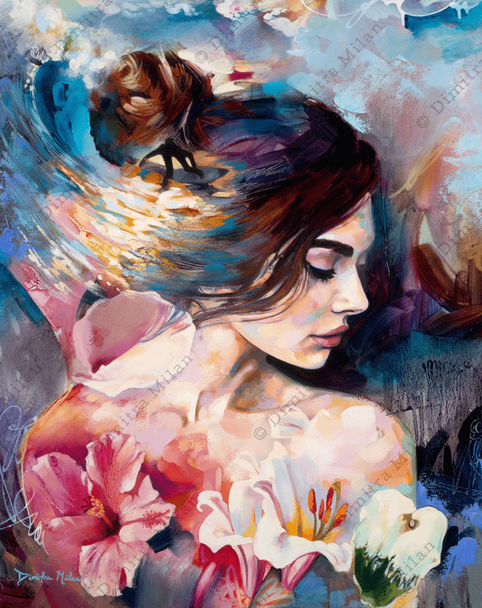 image photo art artiste artist peinture portrait painting peintre oeuvre d'art toile tableau pinceau création illustration illustrateur femme woman Dimitra Milan