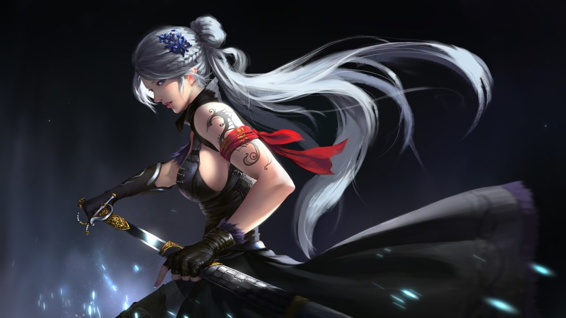 wallpaper et fond d'écran femme woman girl fantaisie fantasy guerrière warrior sabre animé fantastique image picture photo photographie