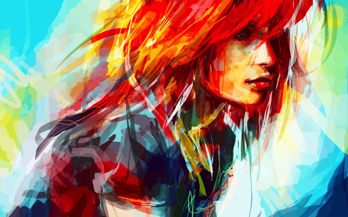 wallpaper et fond d'écran woman femme art painting peinture portrait peintre artiste artist couleurs colors pinceaux oeuvre création toile tableau image picture photo