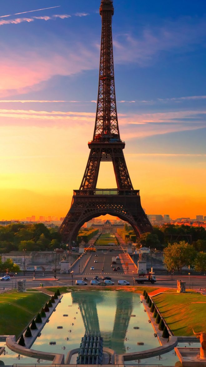 wallpaper et fond d'écran Paris ville France pays paysage monument Tour Eiffel city Champ de Mars voyage travel tourisme tourist photo photographie sunset coucher de soleil