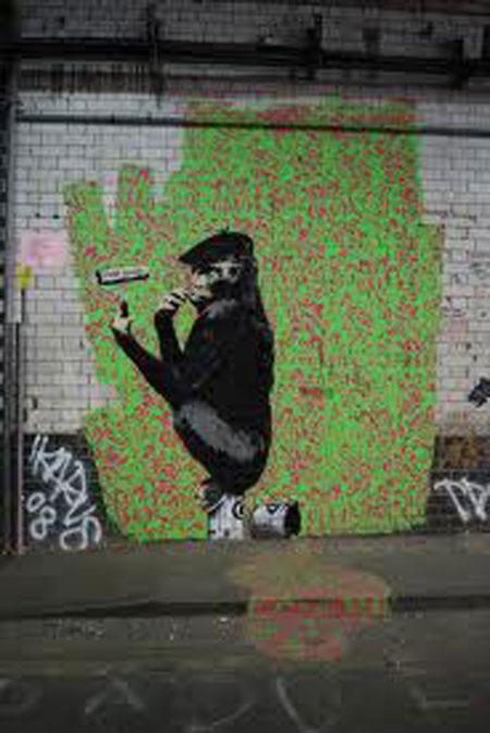 image artiste picture art artist street art Banksy graffiti rue mur illustration illustrateur création oeuvre oeuvre d'art art urbain célébrité homme man