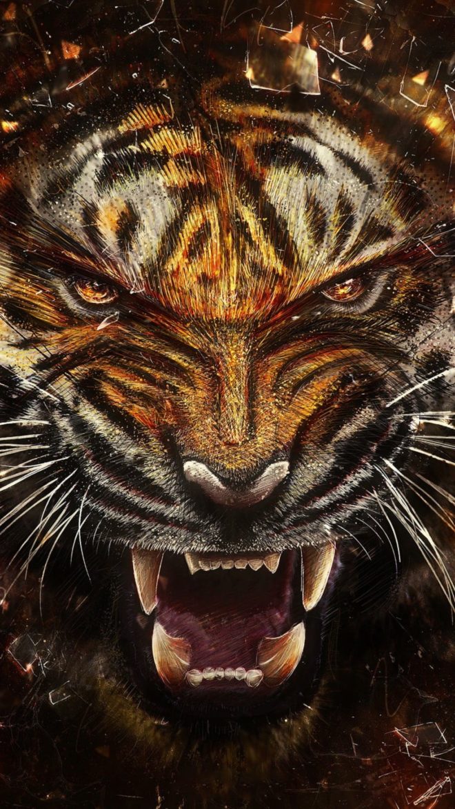 wallpaper et fond d'écran tigre tiger digital art graphique numérique félin feline graphic animals animaux image picture photo photographie