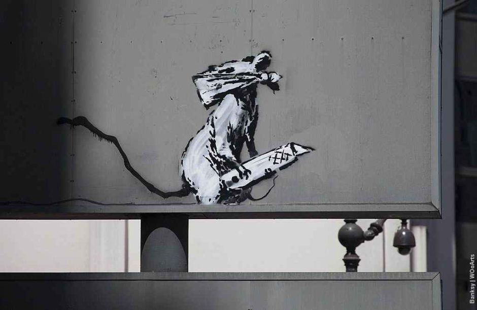 image artiste picture art artist street art Banksy graffiti rue mur illustration illustrateur création oeuvre oeuvre d'art art urbain célébrité homme man