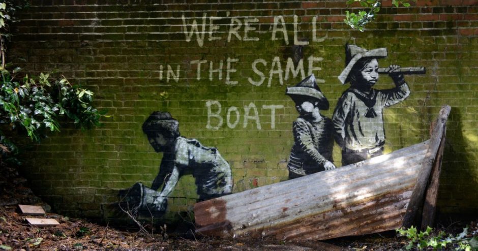 image artiste picture art artist street art Banksy graffiti rue mur illustration illustrateur création oeuvre oeuvre d'art art urbain célébrité homme man nouveau tableau toile