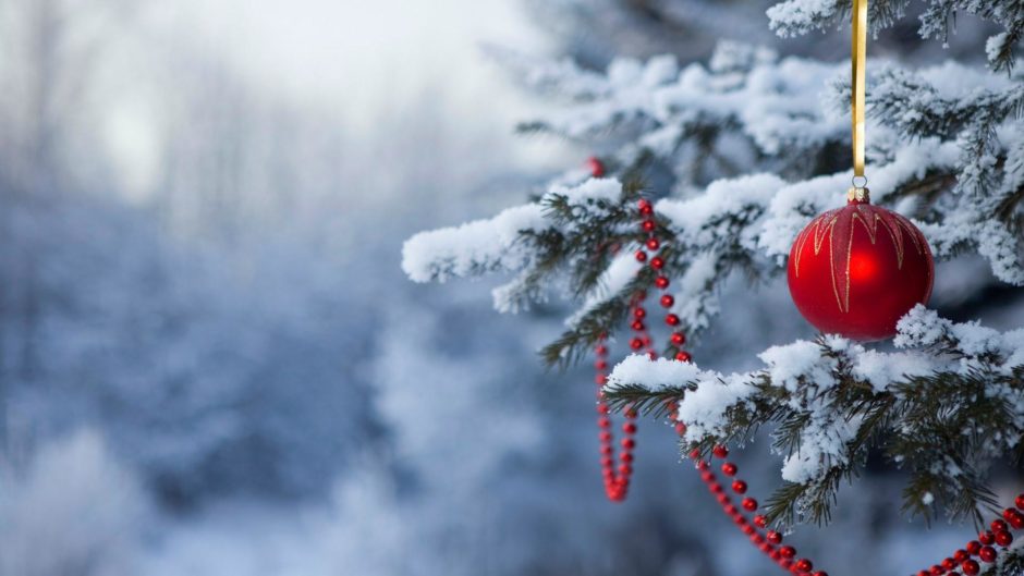 wallpaper et fond d'écran esprit Noël Christmas spirit boules sapin tree neige fête célébration décoration photo photographie photography