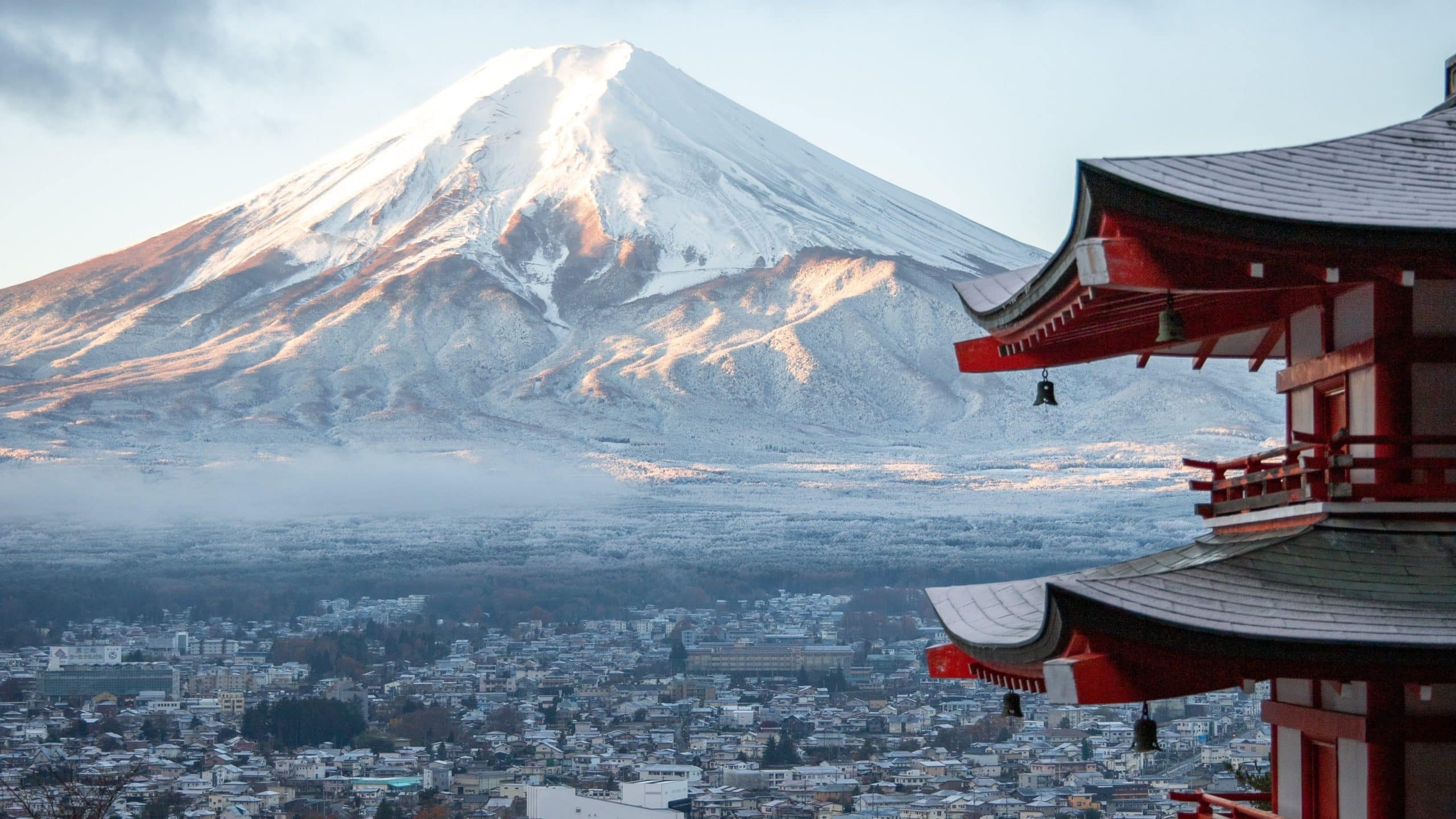 wallpaper et fond d'écran Chureito Pagoda mont Fuji Japon Japan paysage nature temple ville city landscape voyage travel tourisme tourist photo photographie photography