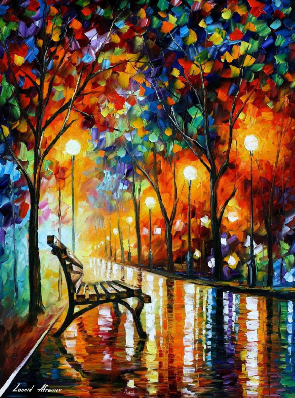 image picture painting peinture artiste paysage couleurs art Artist pinceaux Leonid Afremov nature oeuvre toile tableau magnifique oeuvre d'art