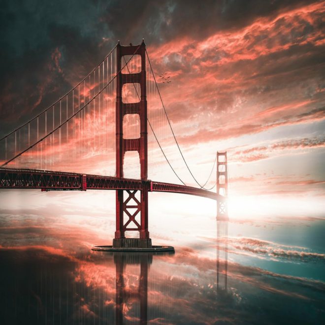 wallpaper et fond d'écran Golden Gate Bridge San Francisco pont bridge Amérique America monument ville city paysage nature photomontage ciel landscape Etats-Unis voyage travel tourisme tourist photo photographie photography