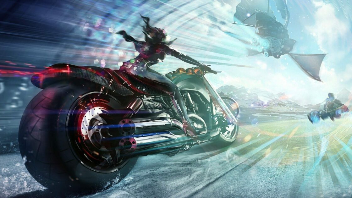 wallpaper et fond écran moto motorbike fantasy fantaisie biker motard engin transport fantastique technologique futuriste futuristic motorcycle image picture belle beautiful vitesse harley davidson photo photographie photography