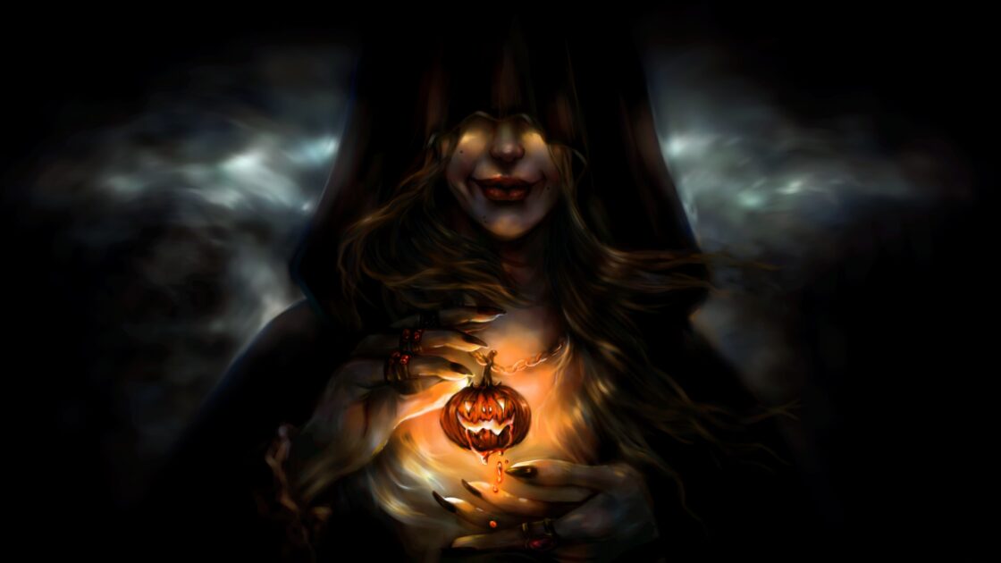 wallpaper et fond écran sorcière citrouille Halloween fête célébration peur horreur Pumpkin witch beau fantaisie fantasy fantastique femme woman picture image photo photographie photography