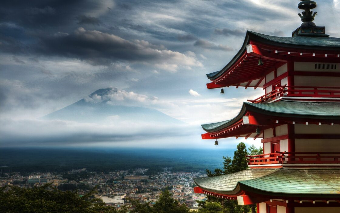 wallpaper et fond écran Mont Fuji Chureito Pagoda Japon Japan ville city nature paysage landscape Asie Asiatique magnifique temple Tokyo voyage travel tourisme tourist picture photo photographie photography pays country