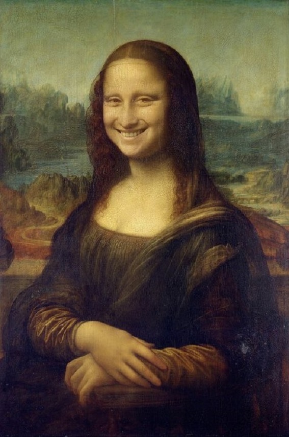 photo image picture Mona Lisa Joconde humour humor célèbre celebrity célébrité femme woman toile tableau drôle funny amusant photomontage art artiste artist Léonard de Vinci star oeuvre d'art painting peinture